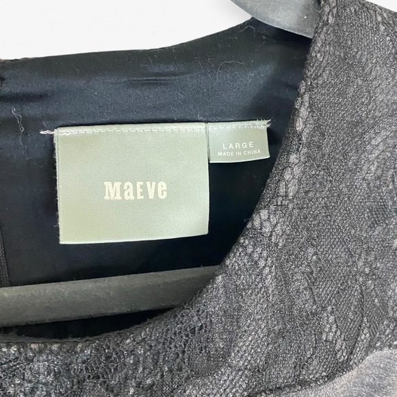 Maeve Anthropologie Gray Black lace fitted bodycon Sheath Sleeveless Dress L - Picture 8 of 9